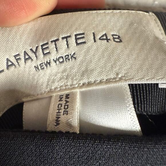 Lafayette 148 New York Black Wool Silk A-Line Asymmetric Button Mini Skirt Sz 6 - Picture 7 of 9